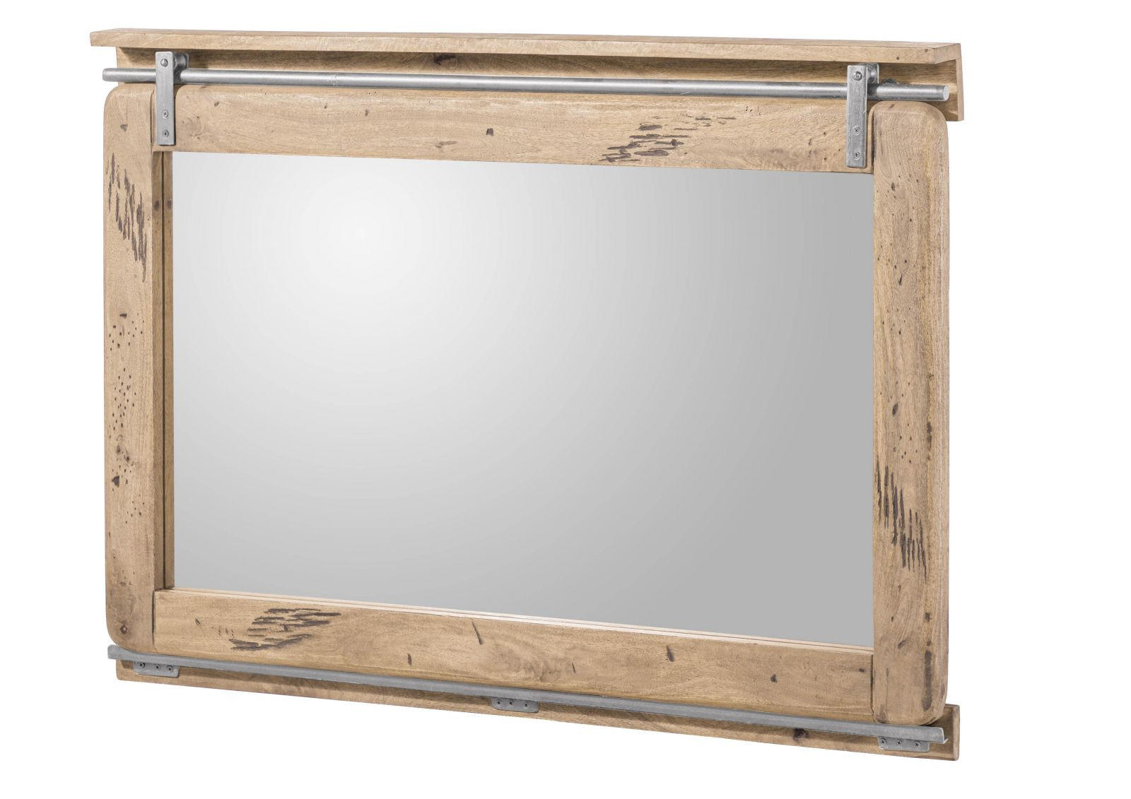SPIEGEL Mango 114x6x80 whitewash lackiert RAILWAY #378 - Beige, Holz (114/80/6cm) - Massivmoebel24