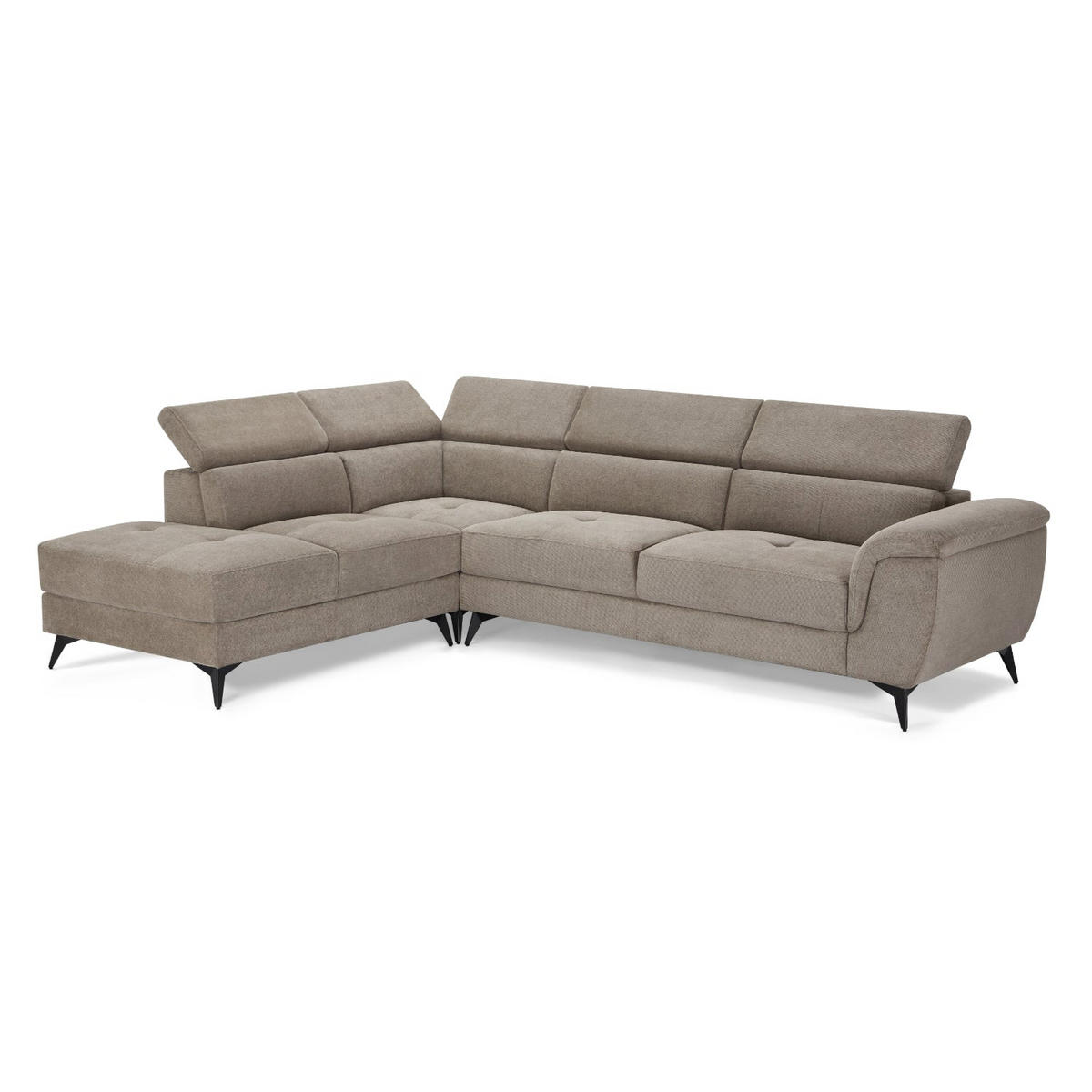 ECKSOFA Webstoff Beige - Beige/Schwarz, Textil/Metall (290/95cm) - Furnhouse