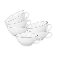 TEETASSEN Lido Black Line weiß 140 ml 6er Set - Weiß, Keramik (0.14L) - Seltmann Weiden