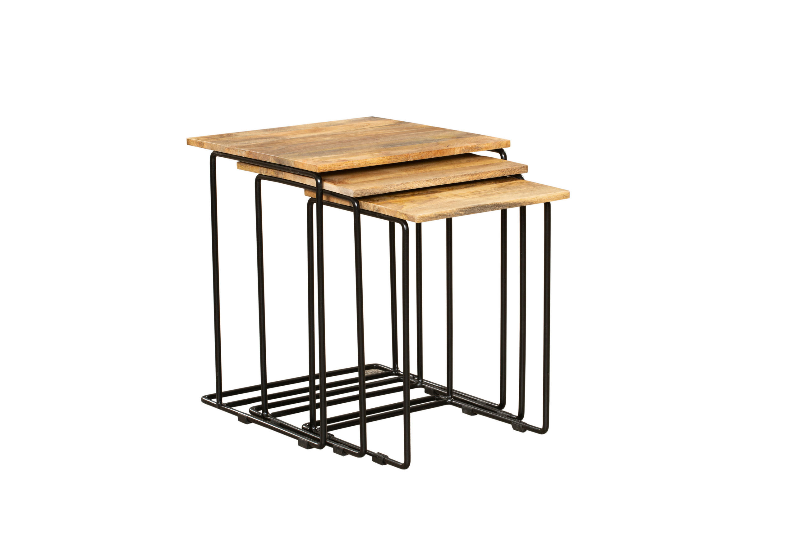 BEISTELLTISCH Peer 3er Set Mangoholz Braun 54x45x45cm - Braun, Holz (45/45/54cm) - DELUKE