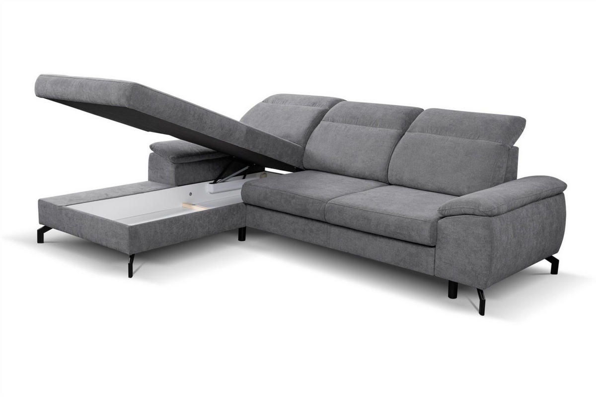 ECKSOFA Margit Mit Schlaffunktion - Hellgrau, Holzwerkstoff/Textil (276/184cm) - Fun Möbel