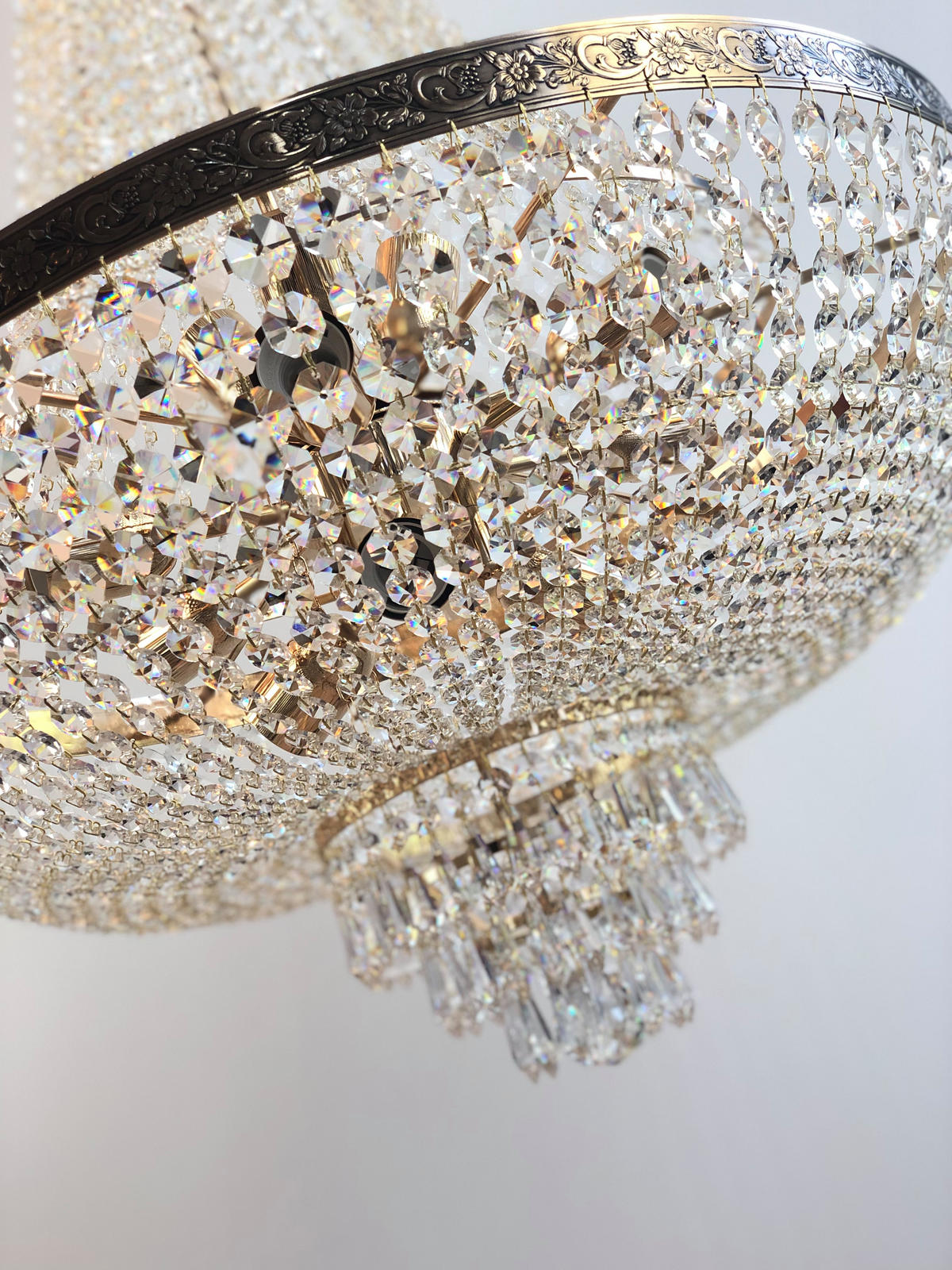 KRONLEUCHTER Korblüster PLAZA Gold Ø60cm gefertigt aus geschliffenen Kristallen - Goldfarben, Glas (60/60/80cm) - PGA Lights