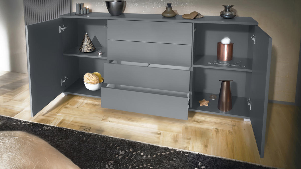 SIDEBOARD Santo Weiß matt - Weiß, Holzwerkstoff (166.5/75.5/35cm) - Vladon