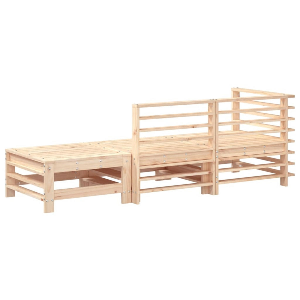GARTEN-LOUNGE-SET 3-teilig Massivholz Kiefer - Braun, Holz - vidaXL