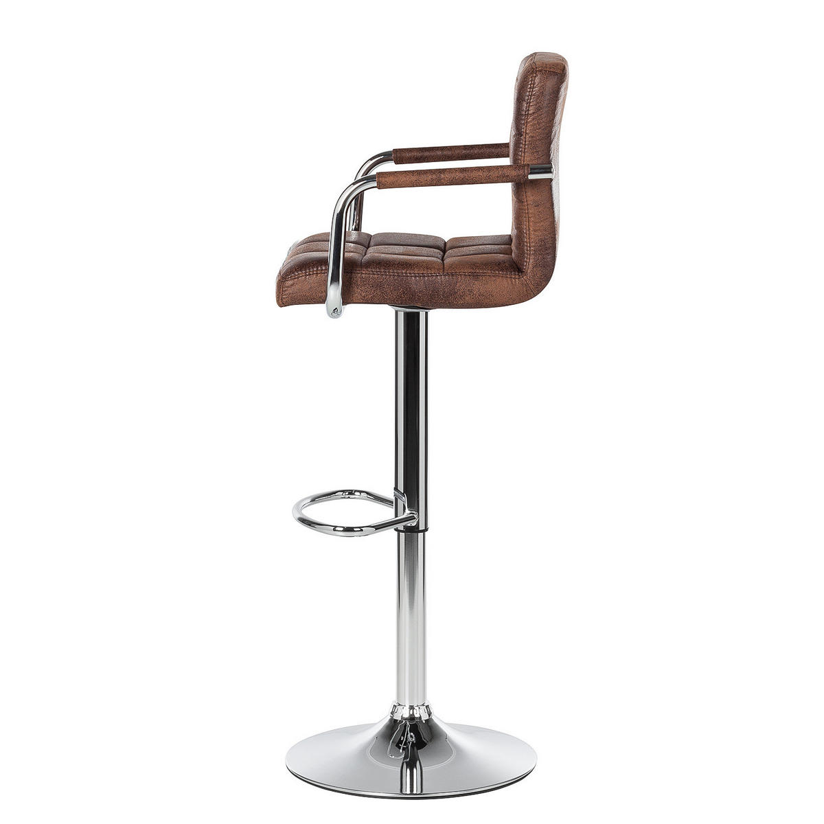 BARSTUHL - Metall / Kunstleder - Chromfarben/Braun, Leder/Kunststoff (53/96/49cm) - home24