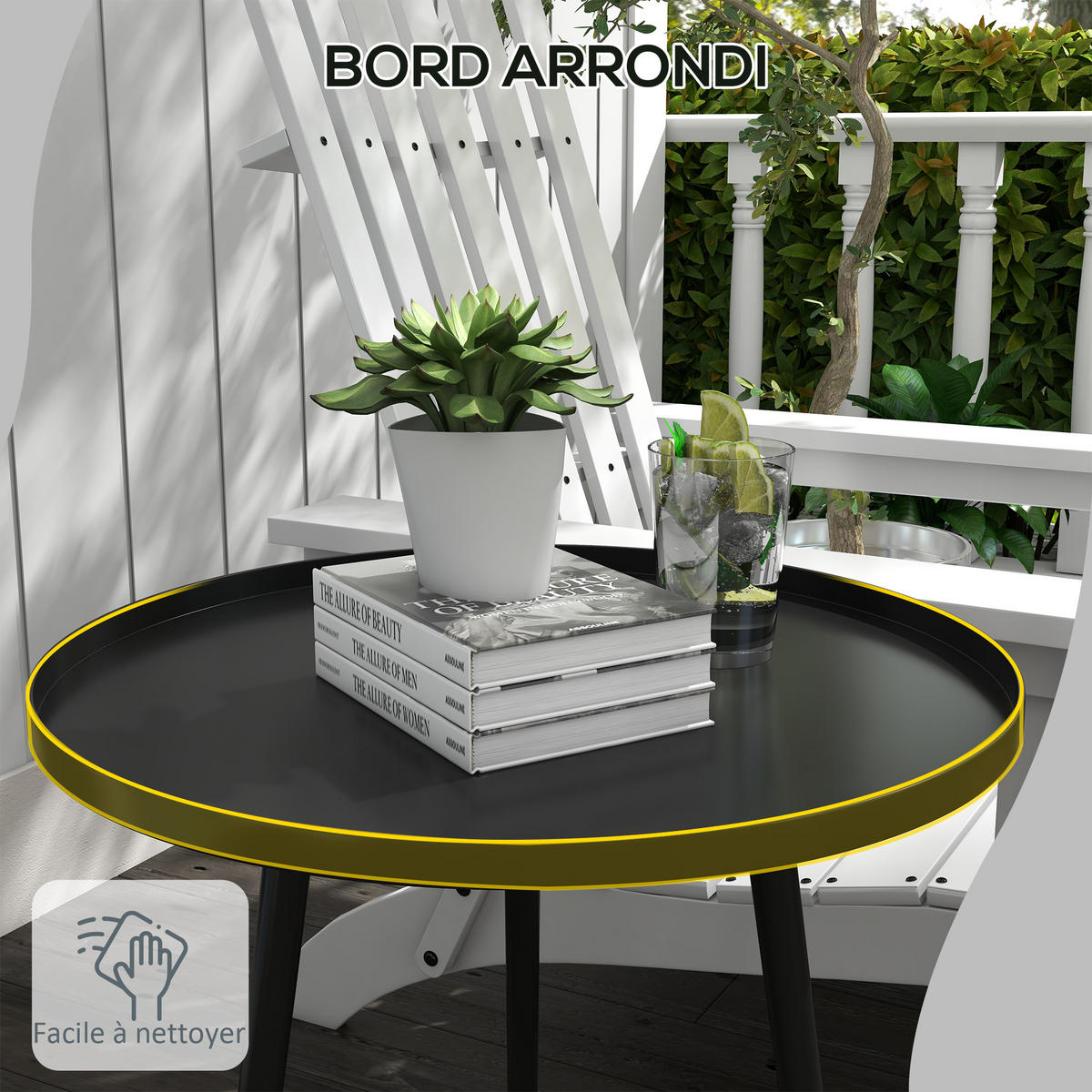 GARTENBEISTELLTISCH DE-14119 rund, Ø40 cm Schwarz - Schwarz, Metall (40/40/50cm) - ComfortXL
