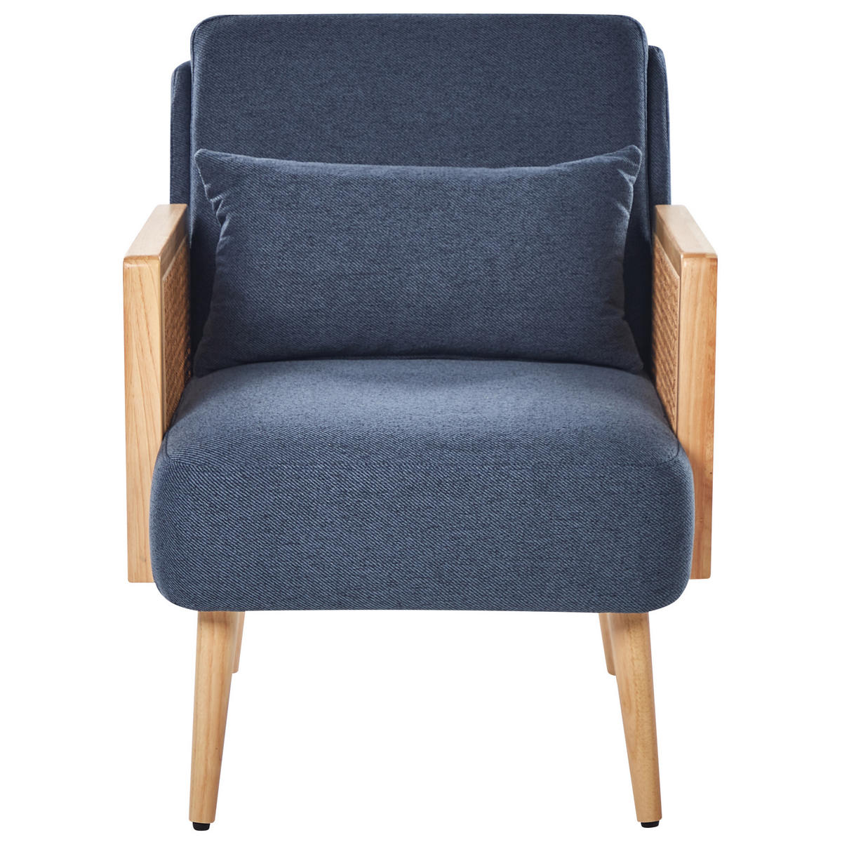 SESSEL Polsterbezug Blau Orum - Blau/Hellbraun, Textil (65/80/78cm) - Beliani