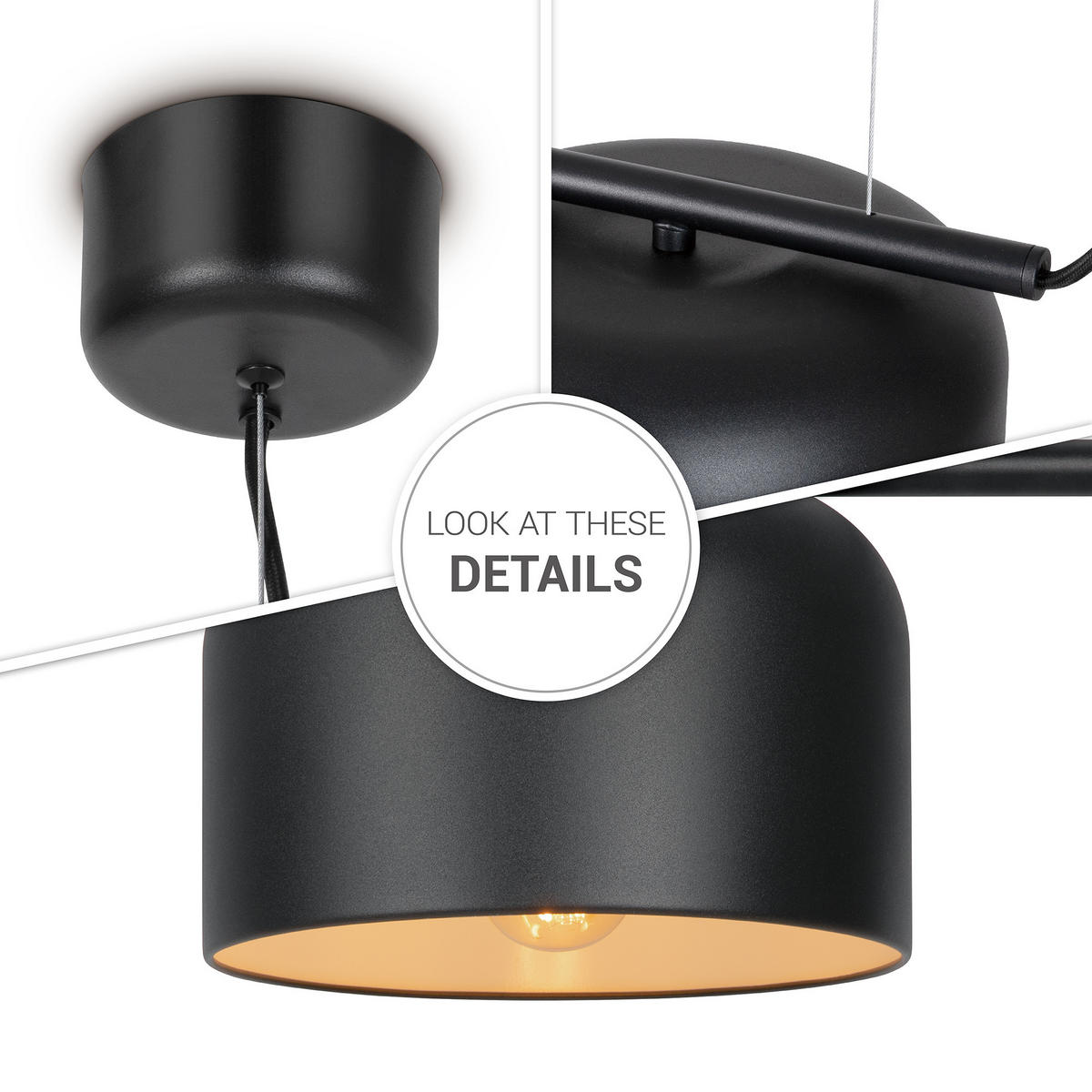 PENDELLEUCHTE Bowl - Schwarz/Grau, Metall (121/25/17.5cm) - Paco Home