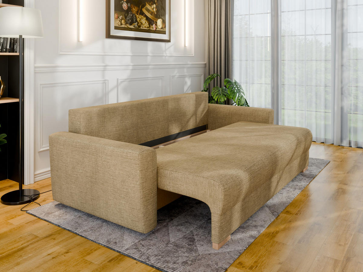 3-SITZER-SCHLAFSOFA ELMA mit Bettfunktion, braun - Braun, Holz (92.5/79/230cm) - Panda Möbel