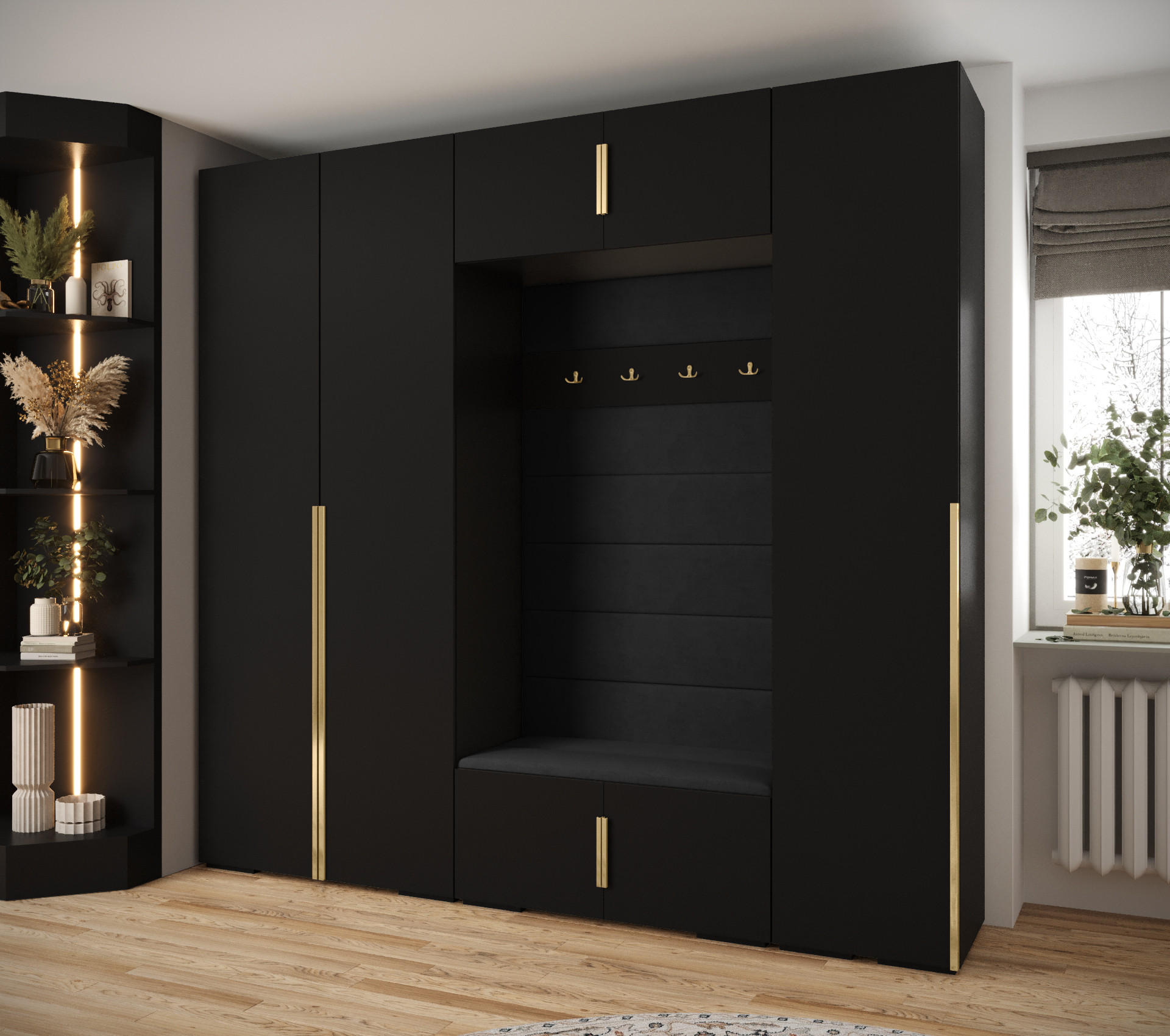 GARDEROBEN-SET 236,7/250/47 - Goldfarben/Schwarz, Holz/Metall (250/236.7/47cm) - Abiks Möbel