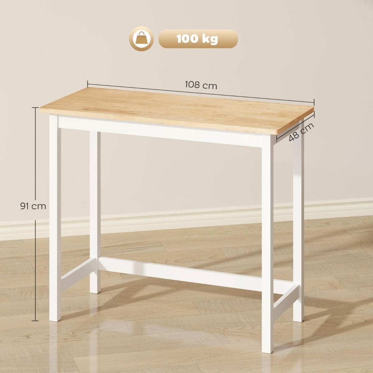 BARTISCH 108/48/91 cm mit Eichenoptik DE-39910 Natur - Eichefarben, Holzwerkstoff (48/108/91cm) - ComfortXL