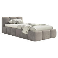 POLSTERBETT Cloudy Low Hellgrau Samt, 90x200 cm - Hellgrau/Schwarz, Kunststoff/Textil (90/200cm) - Selsey