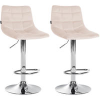BARHOCKER 2er Set James Samt chrom beige - Chromfarben/Naturfarben, Textil/Metall (43/108.5/46.5cm) - TPFLiving