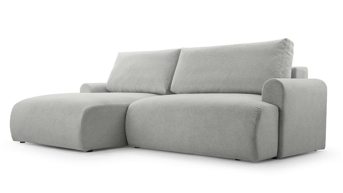ECKSOFA mit Schlaffunktion Bordon, Hellgrau - Hellgrau, Textil (150/260cm) - Fedve
