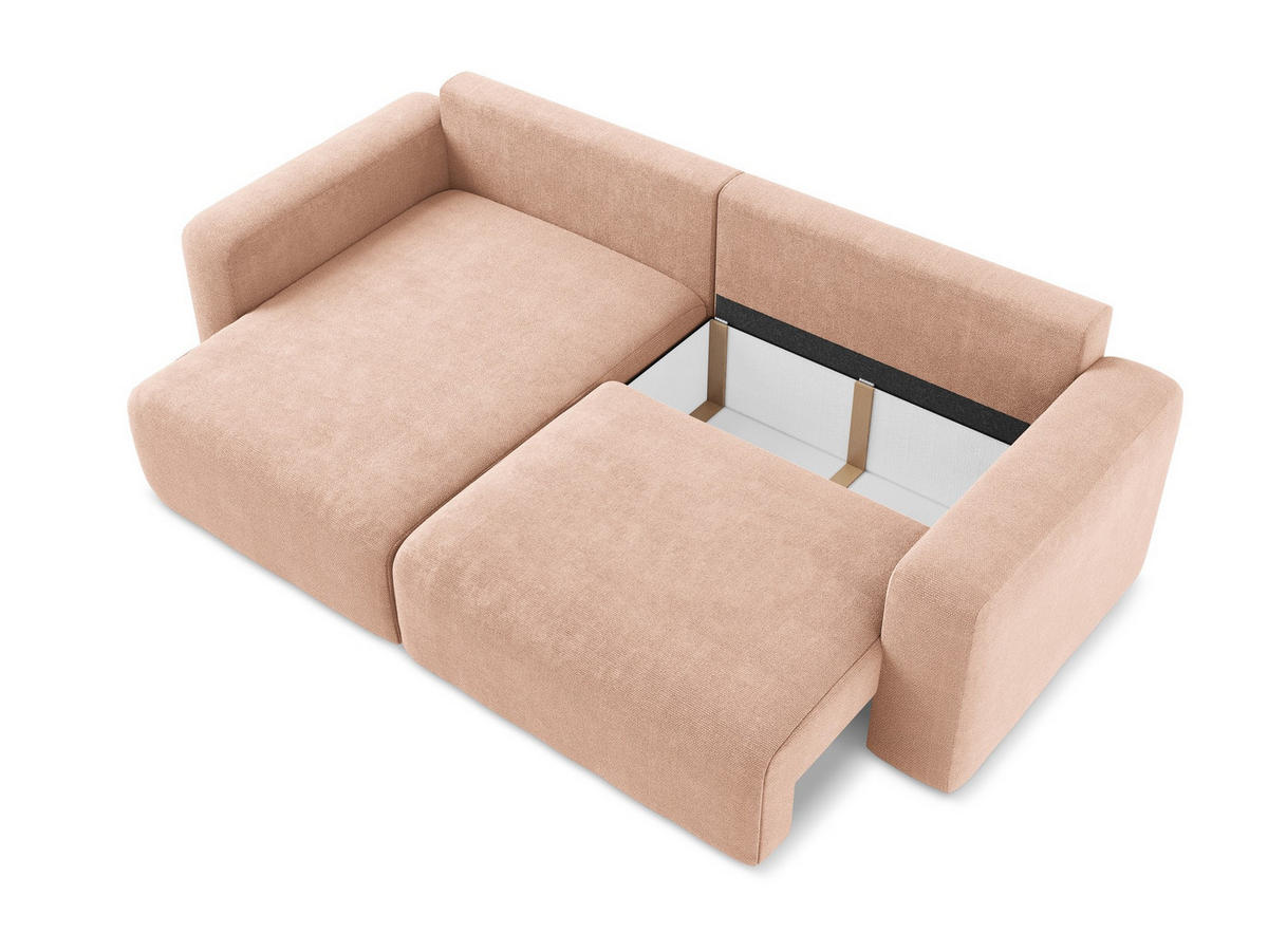 ECKSOFA mit Schlaffunktion links Chenille Stoff Pink - Pink/Koralle, Kunststoff/Textil (149/244cm) - Makamii