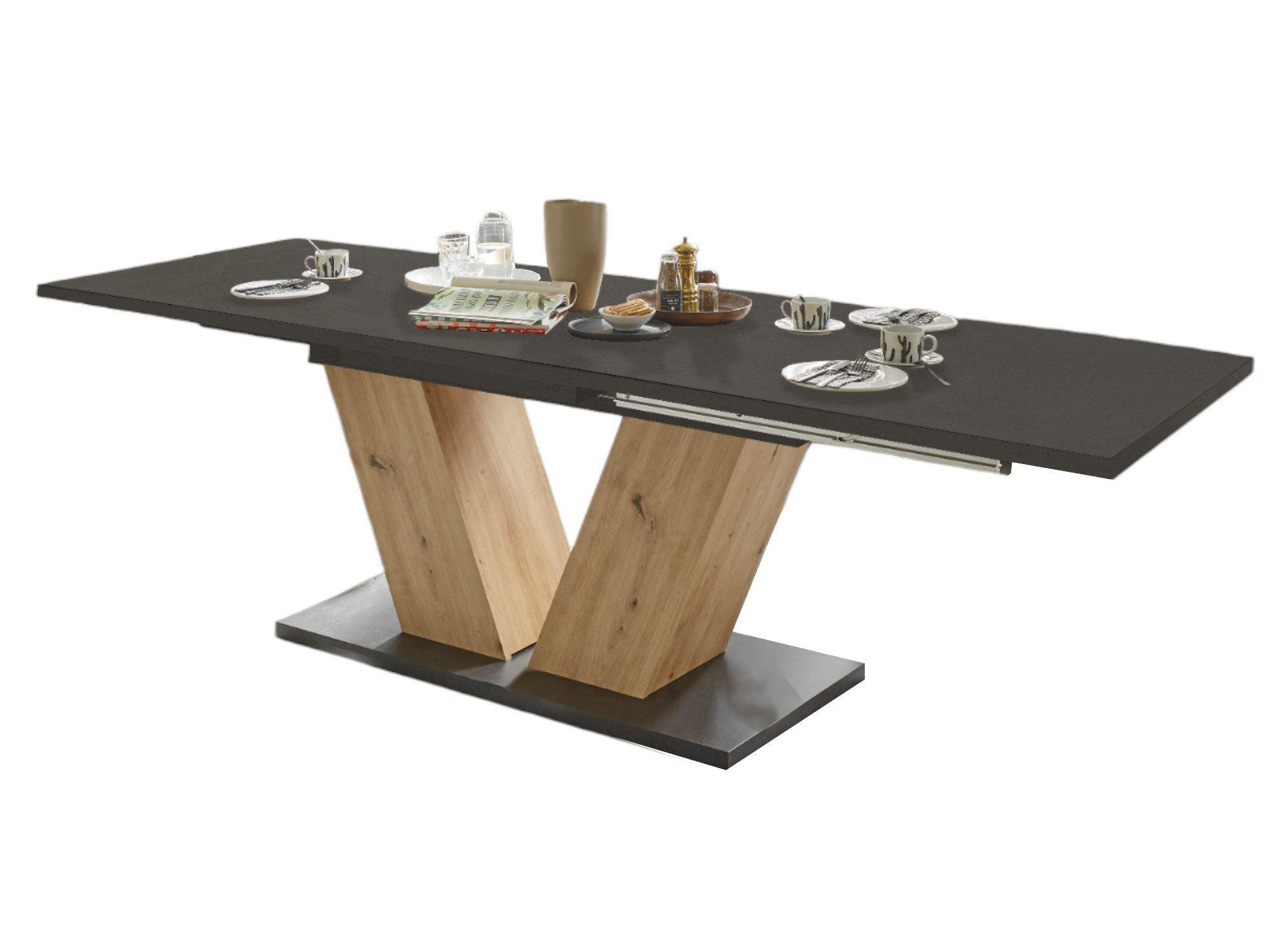 ESSTISCH ausziehbar Elena 180x90x76 Asteiche/Graphit - Grau, Holzwerkstoff (180/90/76cm) - 58aufmkessel