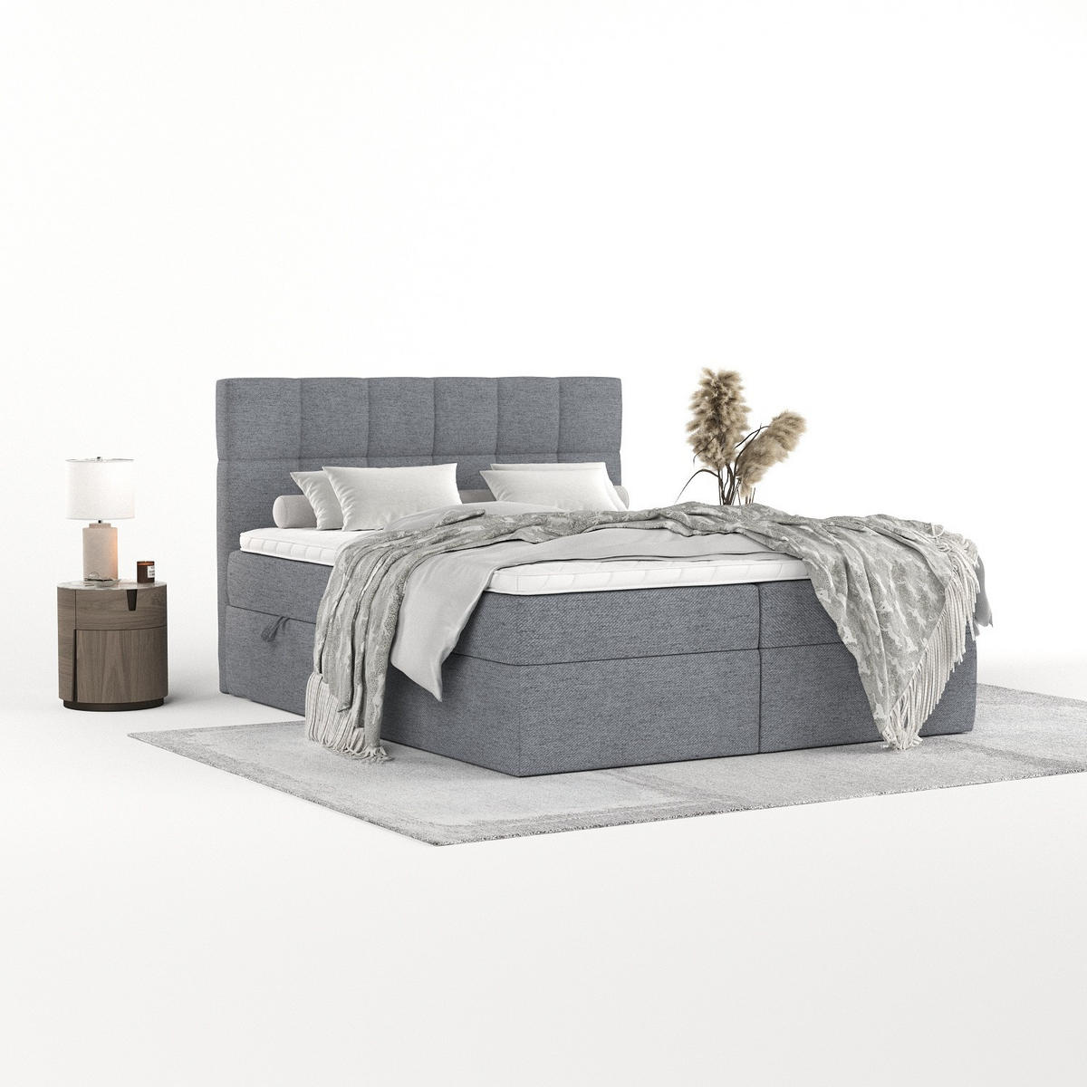 POSTEL BOXSPRING VARENO 200/200 Šedá - šedá/černá, kov/dřevo (200/200cm) - AltaBeds