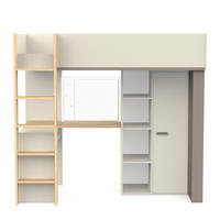 HOCHBETT mit schreibtisch und kleiderschrank - camillia 205,9/104,1/183 cm - Grau, Holzwerkstoff - Calicosy