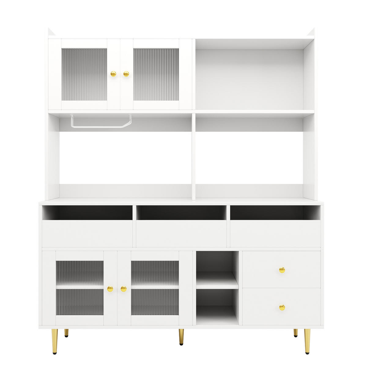 SIDEBOARD 145/39/171 cm Weiß aus MDF mit Changhong-Glas und Weinregal - Weiß, Holzwerkstoff (39/171/145cm) - OKWISH