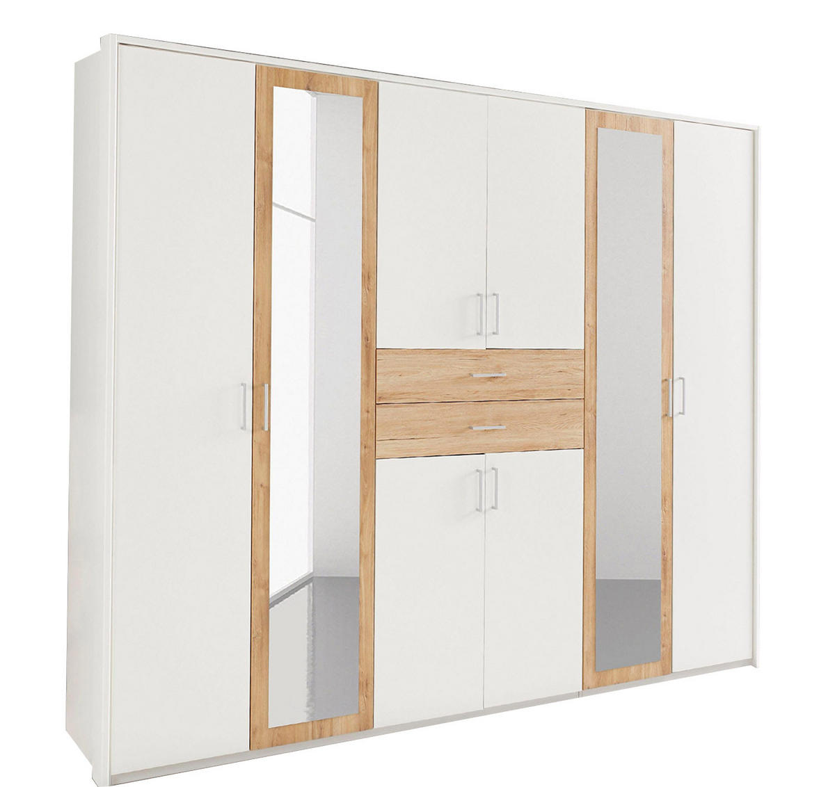 KLEIDERSCHRANK Diver weiß / Plankeneiche 270 / 58 / 207cm - Eichefarben/Weiß, Holz/Holzwerkstoff (270/207/58cm) - Wimex
