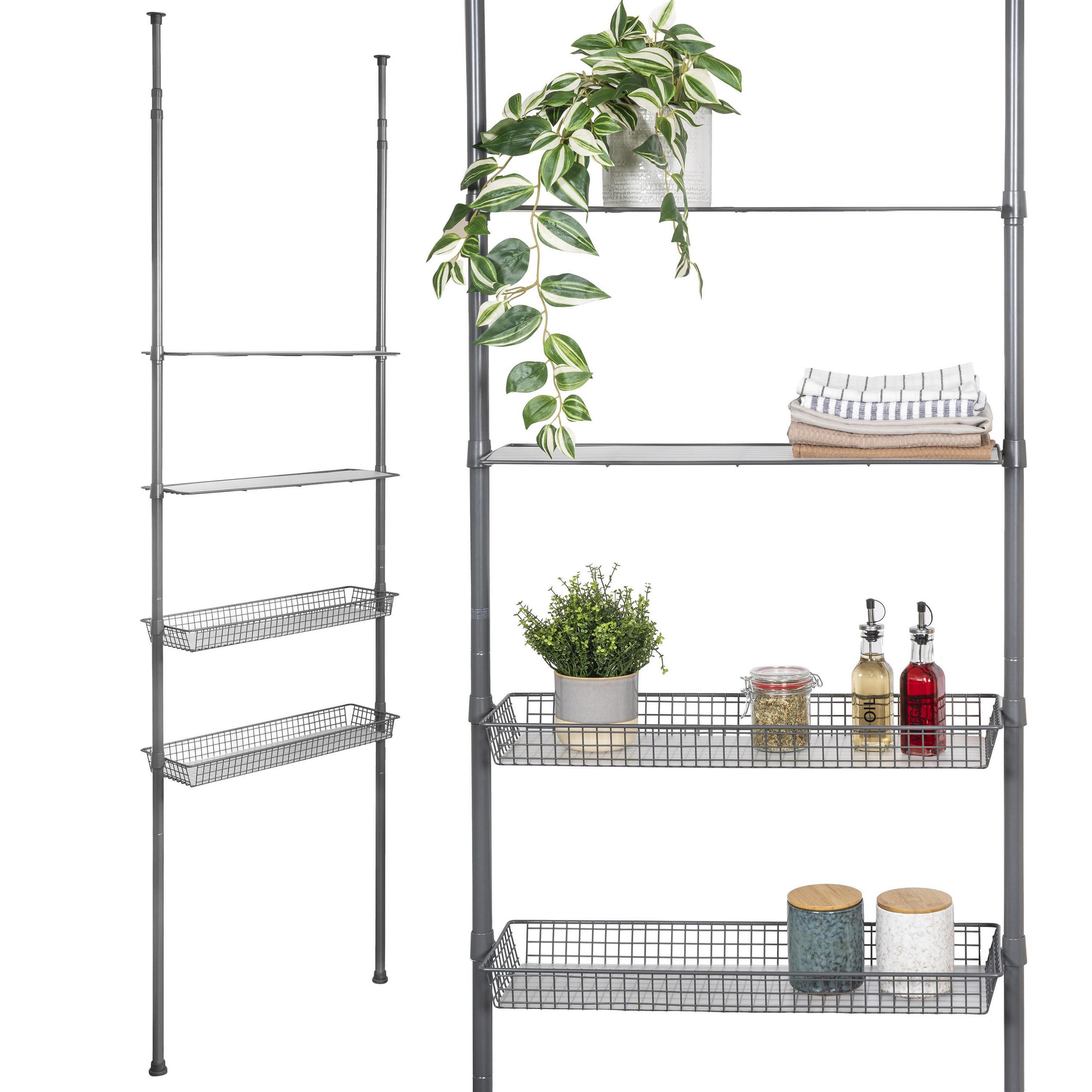 TELESKOP-REGAL, grau - Grau, Metall (71.5/290/20cm) - bremermann