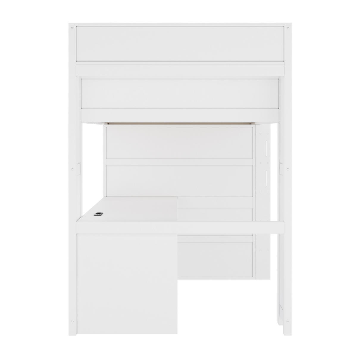 HOCHBETT 90/200 cm mit Schreibtisch und LED, DE-41853, in Weiß - Weiß, Holzwerkstoff (90/200cm) - ComfortXL