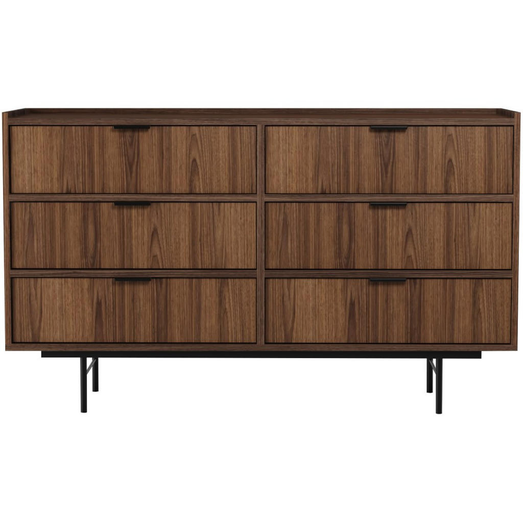 Beautysofa KOMODA Evron se 6 zásuvkami, ořech