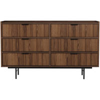 KOMMODE Evron mit 6 Schubladen, Walnuss - Walnussfarben/Schwarz, Holzwerkstoff/Metall (150/90/40cm) - Beautysofa