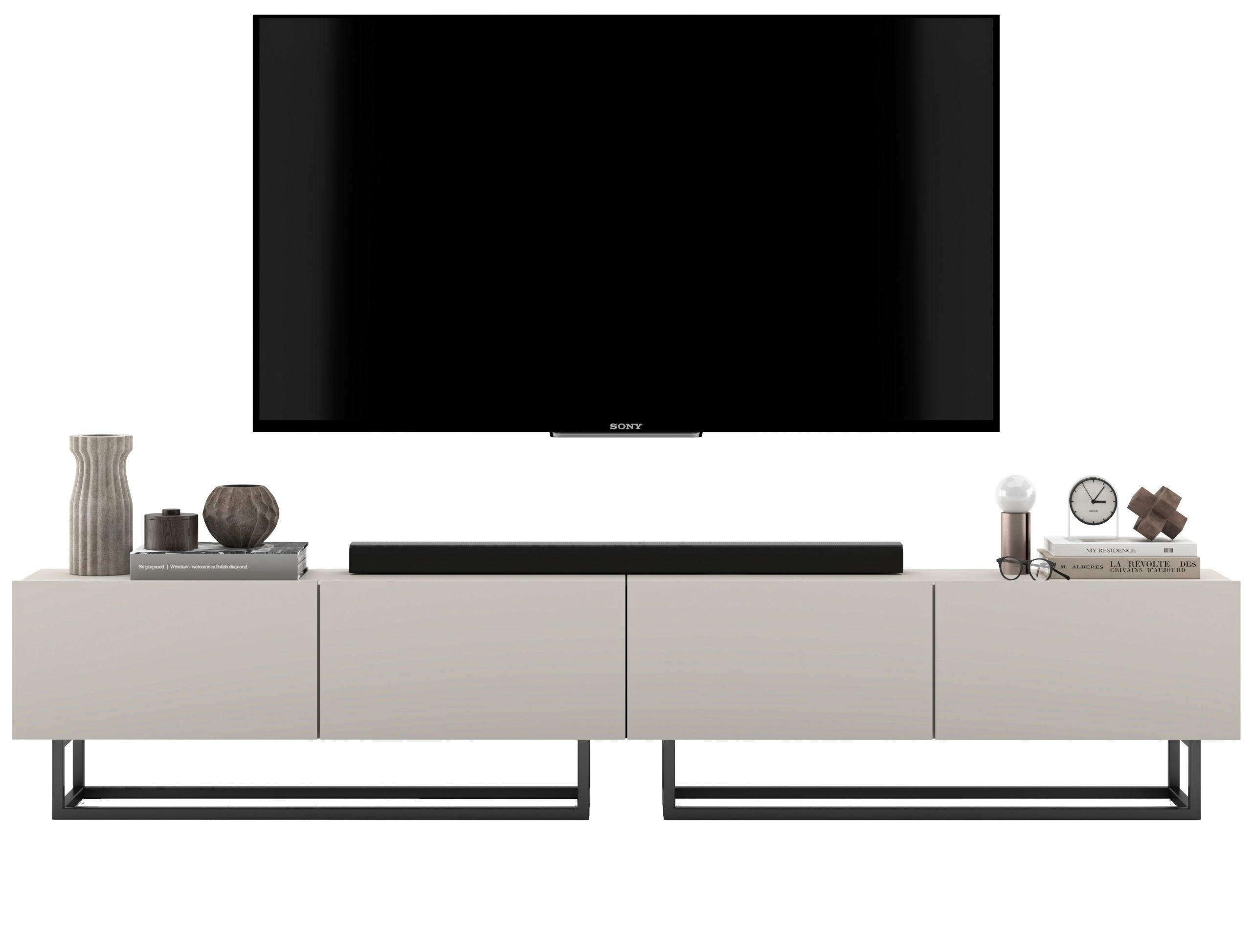 TV-LOWBOARD 2-er Set Enjoy Kaschmir Matt mit Metallrahmen 120 cm - Kaschmir/Schwarz, Holzwerkstoff/Metall (240/46/35cm) - Meble Lindner