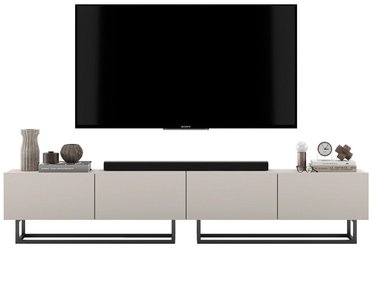 TV-LOWBOARD 2-er Set Enjoy Kaschmir Matt mit Metallrahmen 120 cm - Kaschmir/Schwarz, Holzwerkstoff/Metall (240/46/35cm) - Meble Lindner