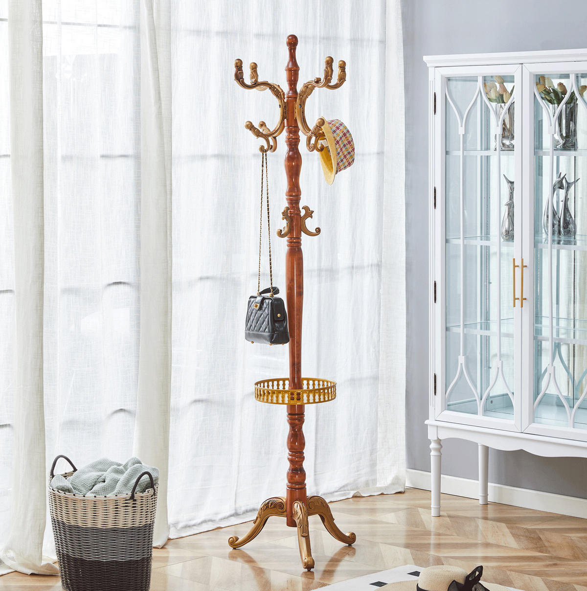 KLEIDERSTÄNDER mehrstöckig 195 cm Massivholz Holzoptik - Braun, Metall (48/195/48cm) - Beauniv