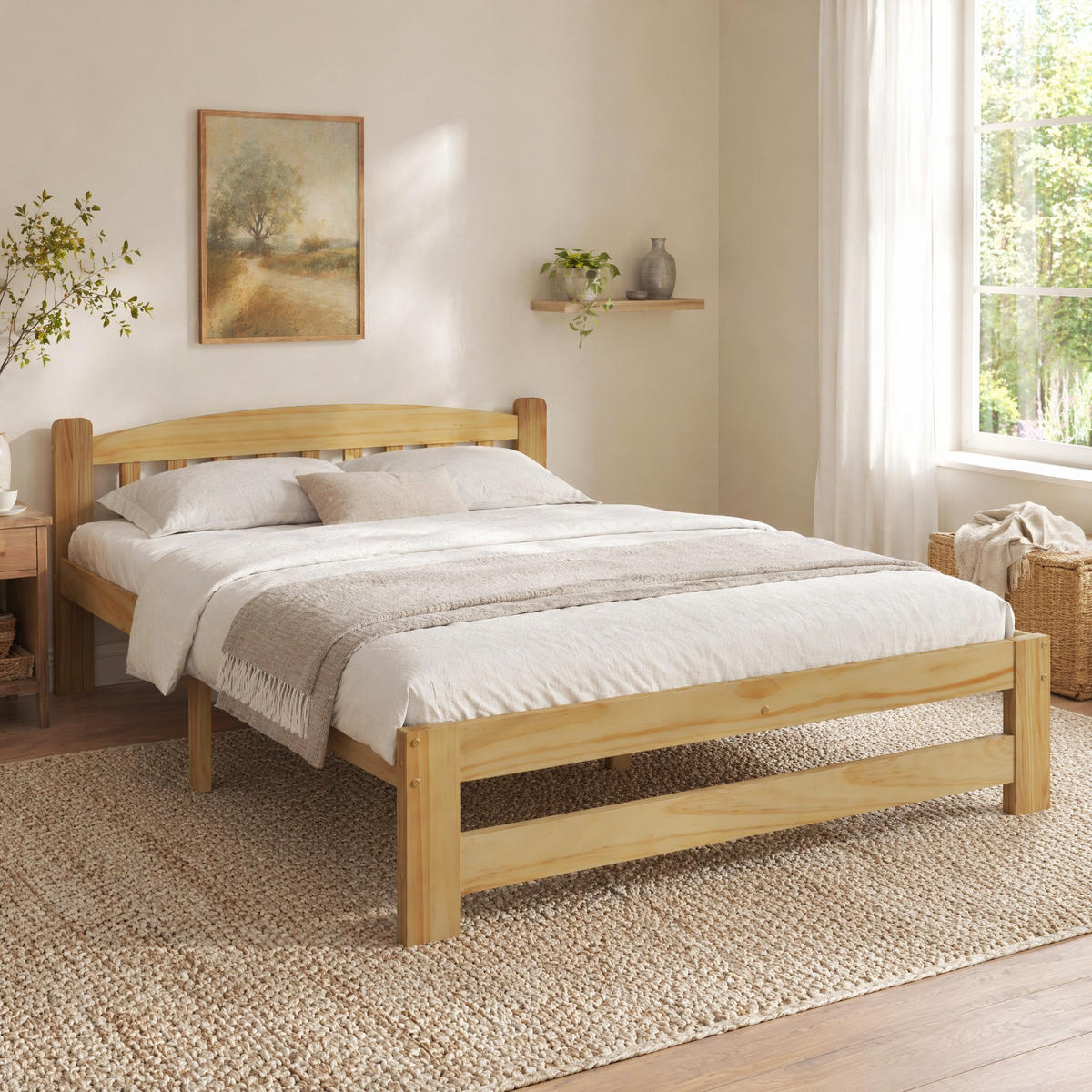 JUGENDBETT 140/200 mit Lattenrost und Kopfteil in Natur - Naturfarben, Holzwerkstoff (140/200cm) - EVRYAE
