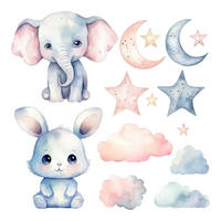 WANDAUFKLEBER 80x138cm - Pastellfarbene Tiere - Multicolor, Kunststoff (80/138/0.1cm) - Wallfluent