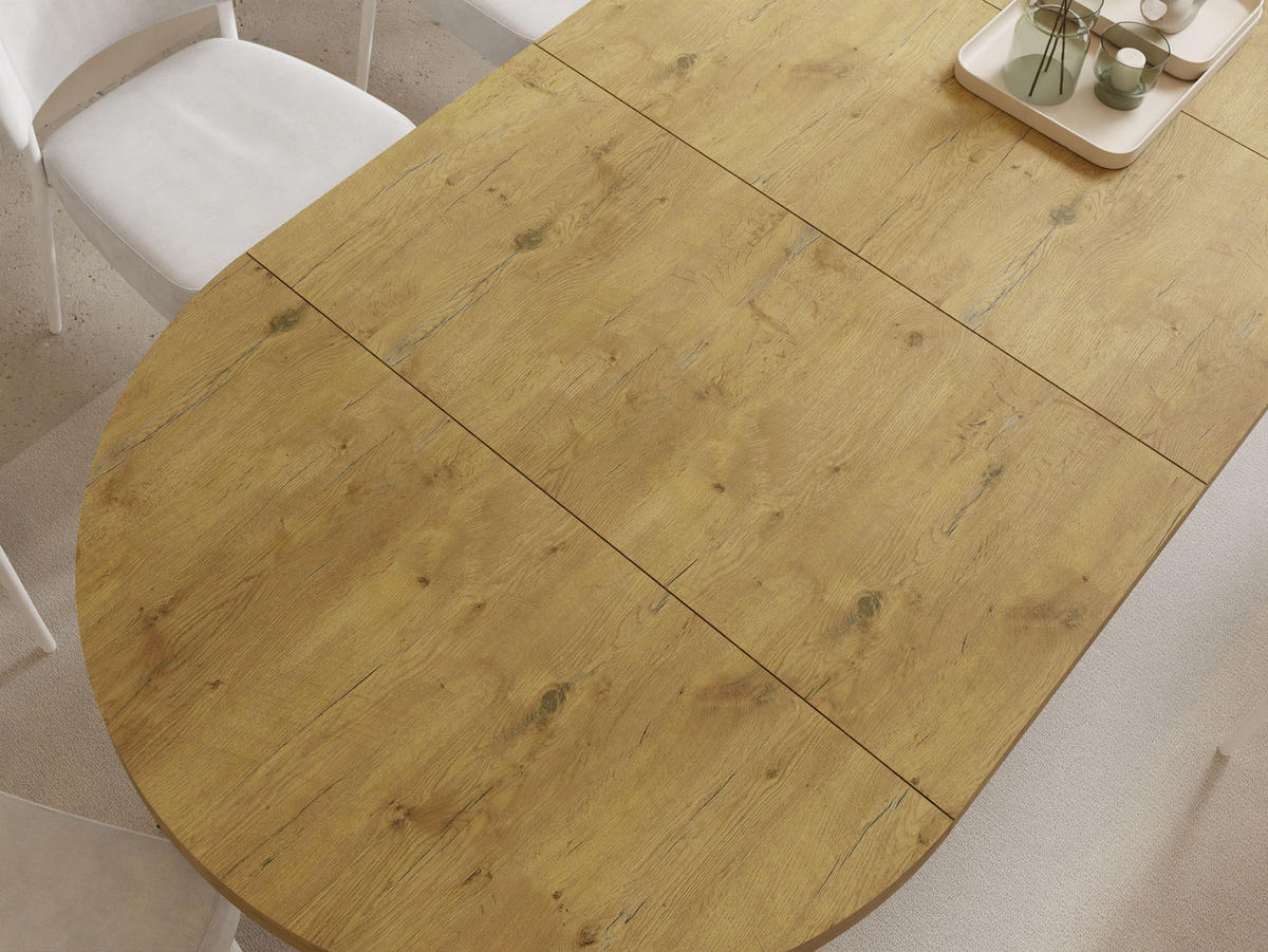 ESSTISCH Twixy XXL groß rund oval ausziehbar, Eiche Hell Braun 100-300/100/76 cm - Eichefarben/Schwarz, Holz/Holzwerkstoff (100/100/76cm) - WFL GROUP