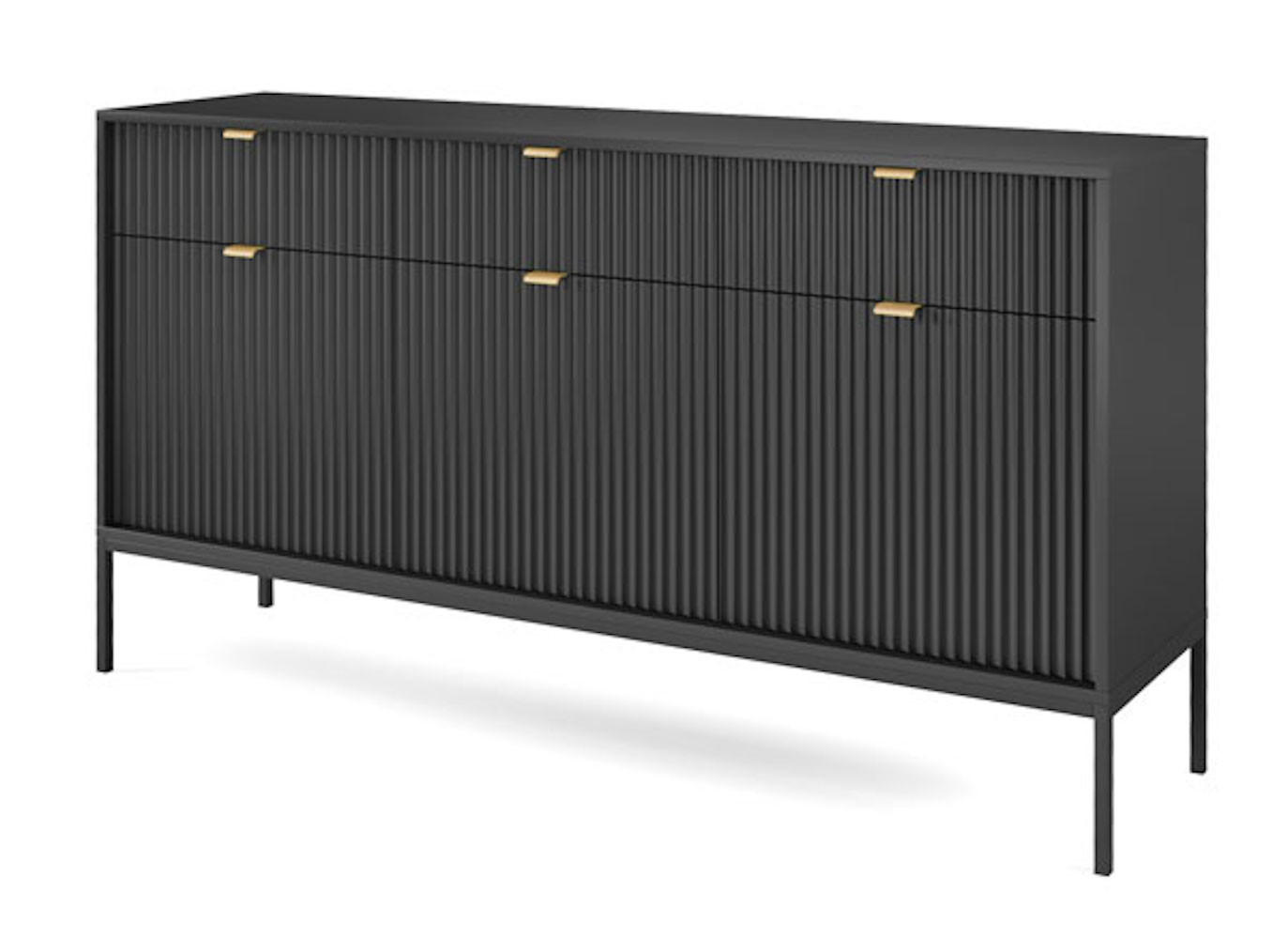 SIDEBOARD Nova schwarz 154 / 39 / 83cm - Goldfarben/Schwarz, Holzwerkstoff/Metall (154/83/39cm) - Feldmann-Wohnen