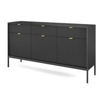 SIDEBOARD Nova schwarz 154 / 39 / 83cm - Goldfarben/Schwarz, Holzwerkstoff/Metall (154/83/39cm) - Feldmann-Wohnen