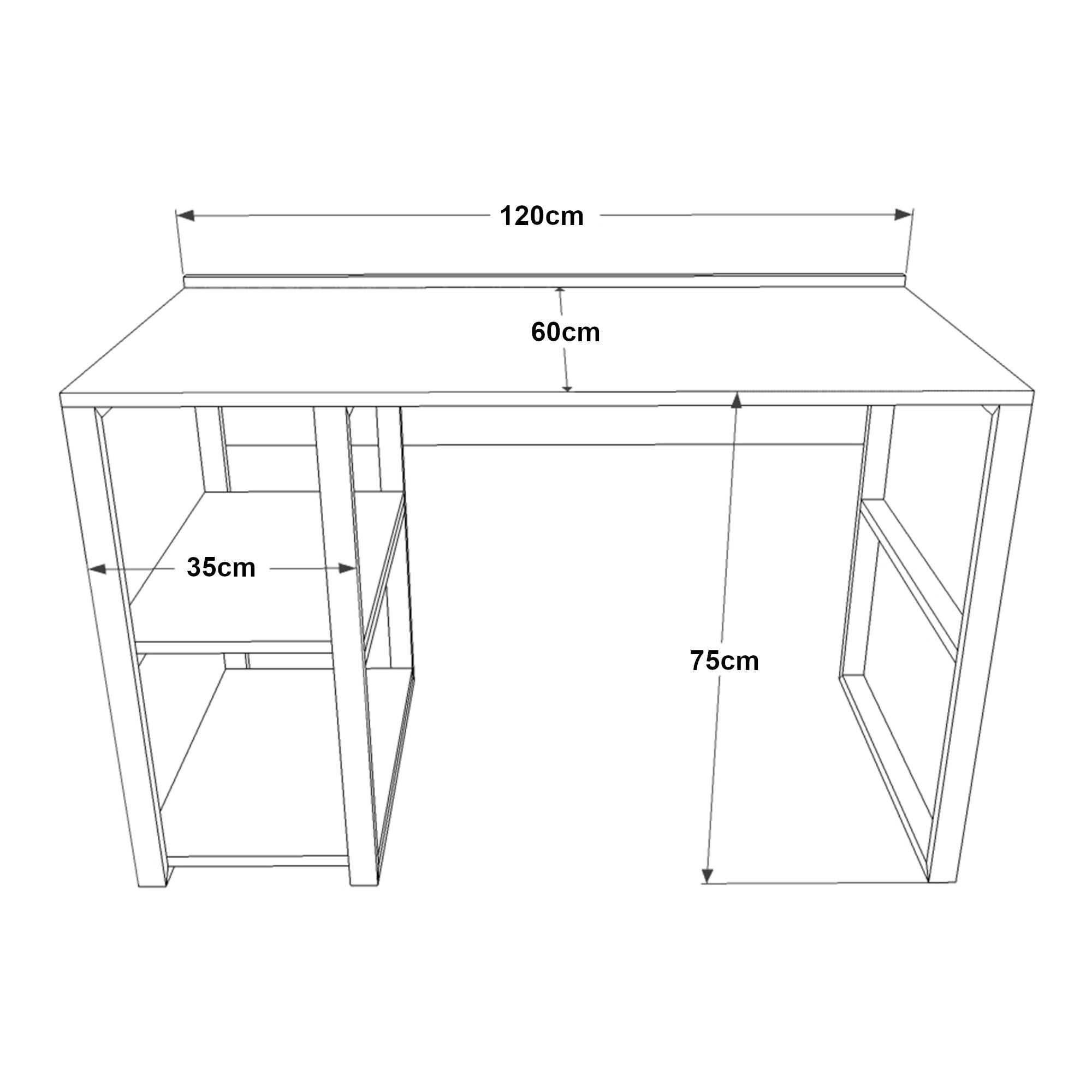 SCHREIBTISCH Tódense - Eichefarben/Schwarz, Holzwerkstoff/Metall (120/60/75cm) - [en.casa]