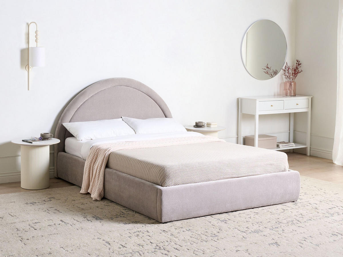 BETT mit Stauraum 140/200 cm Beige Mouzon - Beige/Grau, Textil (140/200cm) - Beliani