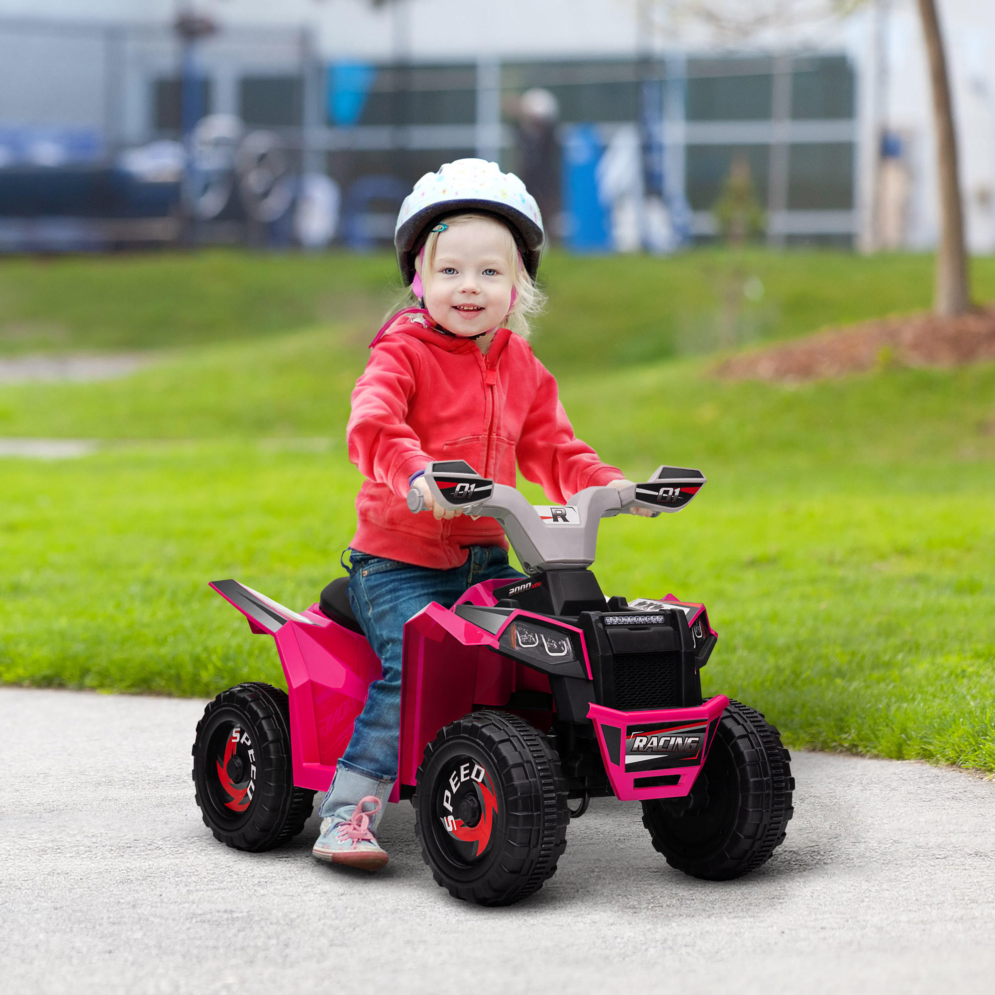 MINI ELEKTRO-QUAD KINDER, Blau/Rosa/Weiß, Kunststoff+ Metall - Rosa, Metall (70/41.5/48.5cm) - HOMCOM