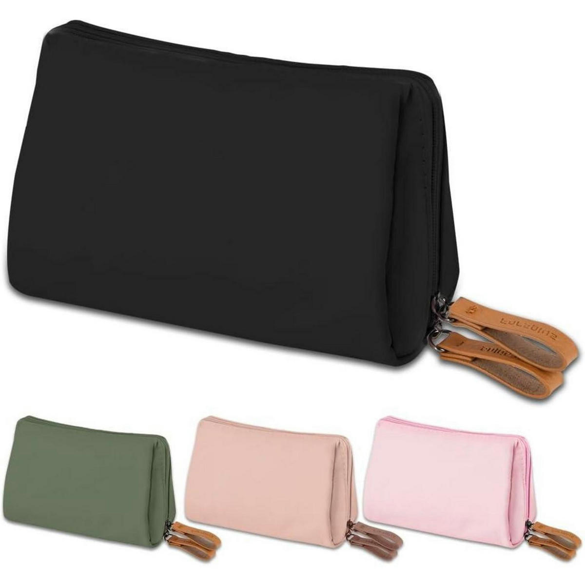 KULTURBEUTEL 2-teiliges Set Schwarz & Rosa 15 x 11 x 5 cm - Multicolor, Textil (18/2.5/27cm)