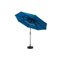 SONNENSCHIRM 300/300/250 cm dunkelblau aus Stahl mit Kurbel und Auto-Tilt - Dunkelblau, Holzwerkstoff (294/294cm) - OKWISH