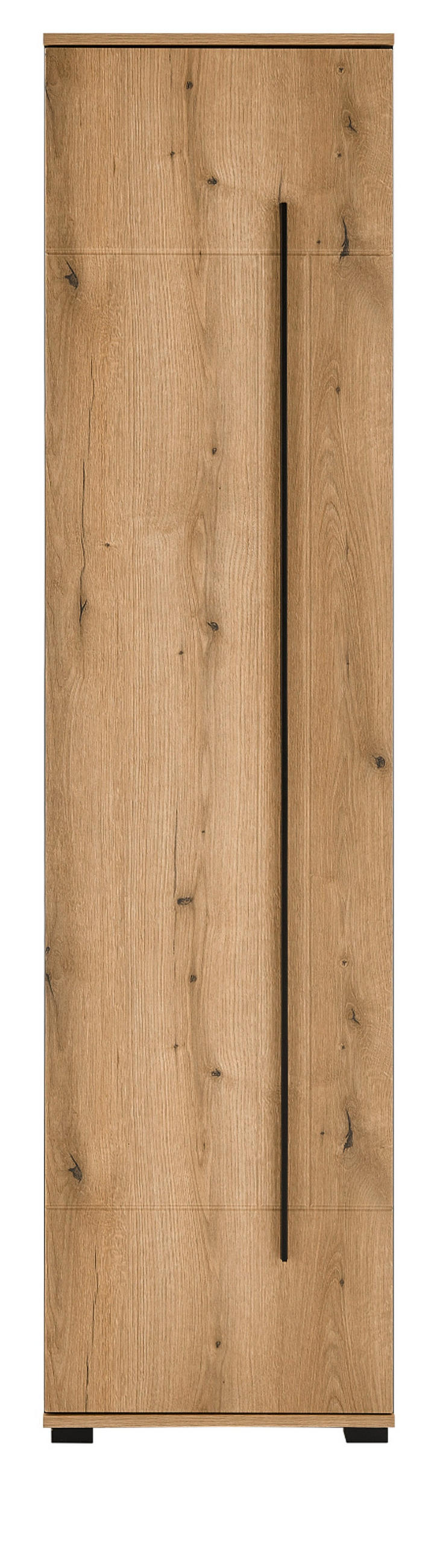 SCHUHSCHRANK Evoke Eiche 50 x 200 cm, Stauraumschrank mit 6 Fächern - Eichefarben/Schwarz, Holzwerkstoff/Kunststoff (50/200/39cm) - Furn.Design