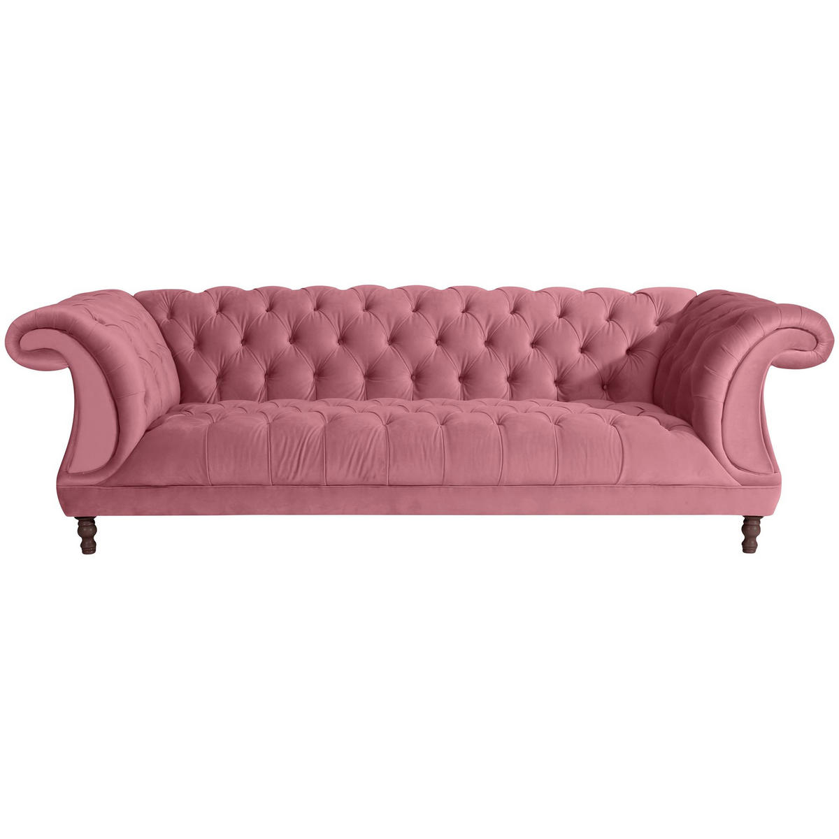 CHESTERFIELD Sofa 3-Sitzer Kaylin Samtvelours rosé - Rosa, Kunststoff (253/80/100cm) - 58aufmkessel