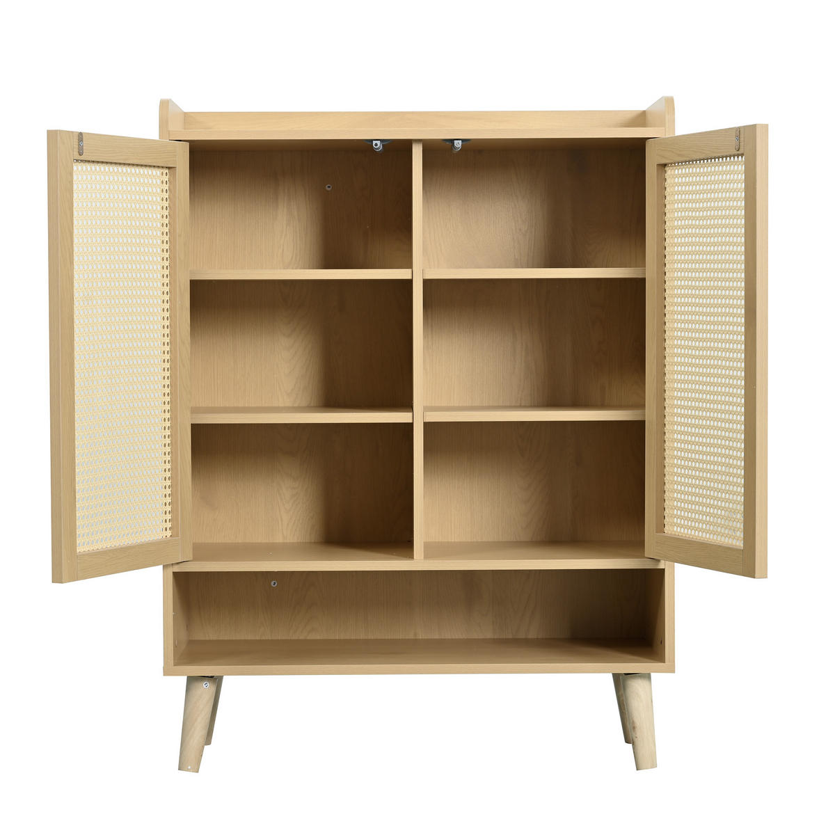 SCHUHSCHRANK aus natürlichem Rattan, Für Flur und Eingangsbereich, Eiche hell - Sonoma Eiche, Holzwerkstoff (80/105/35cm) - Urban Meuble