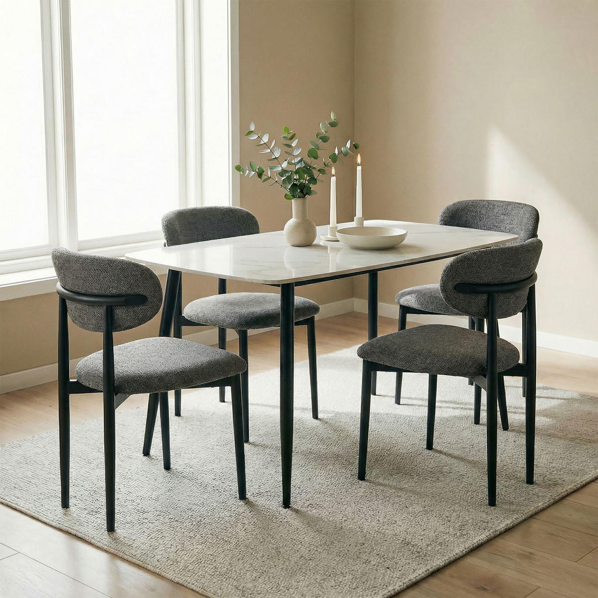 ESSGRUPPE MORA/AZUL 5er Set grau, cremeweiß - Grau, Metall - IDIMEX