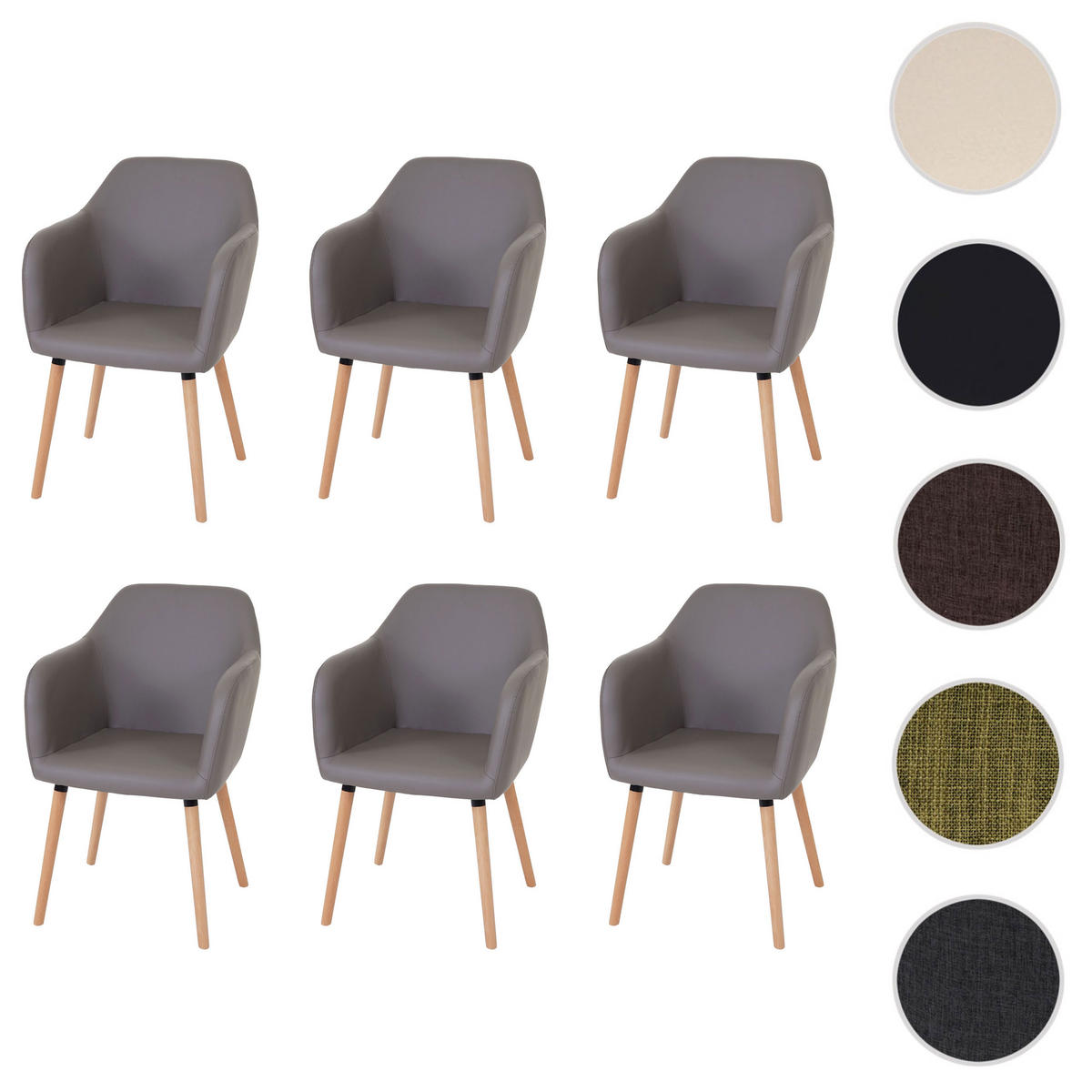 ESSZIMMERSTUHL taupe 6er-Set - Taupe, Textil (58/88/64cm) - MCW