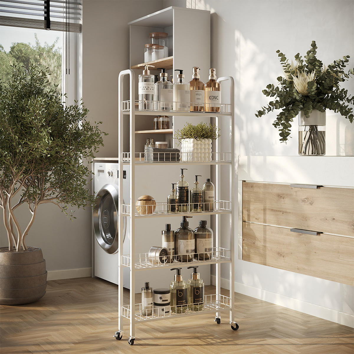 MOBILNÍ PODSTAVEC Rolivo Bílá - bílá, kov (58/129.5/15cm) - Vicco