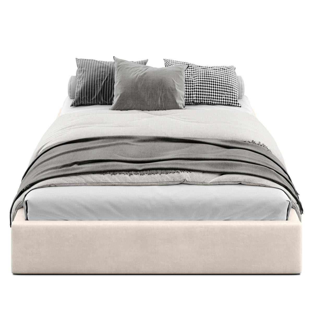 POLSTERBETT 160x200cm Bett mit Stauraum Lattenrost Creme - Creme, Holz/Holzwerkstoff (160/200cm) - Muralo