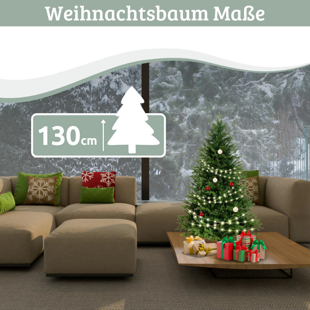 WEIHNACHTSBAUM künstlich 130 cm Inkl. Lichterkette Nordfichte Spritzguss - Grün, Kunststoff (80cm) - DELUKE