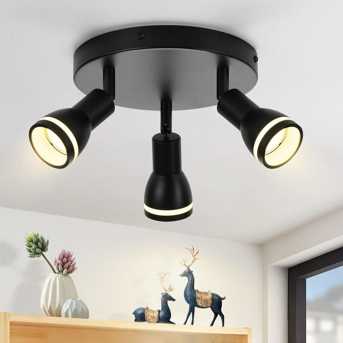 STRAHLER Fabelhaft 3-flammig 20/20/15.7 cm - Schwarz, Metall (20/20/15.7cm) - ZMH